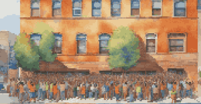 A colorful mural showing diverse individuals from marginalized communities participating in artistic and cultural activities, illuminated by soft sunlight.