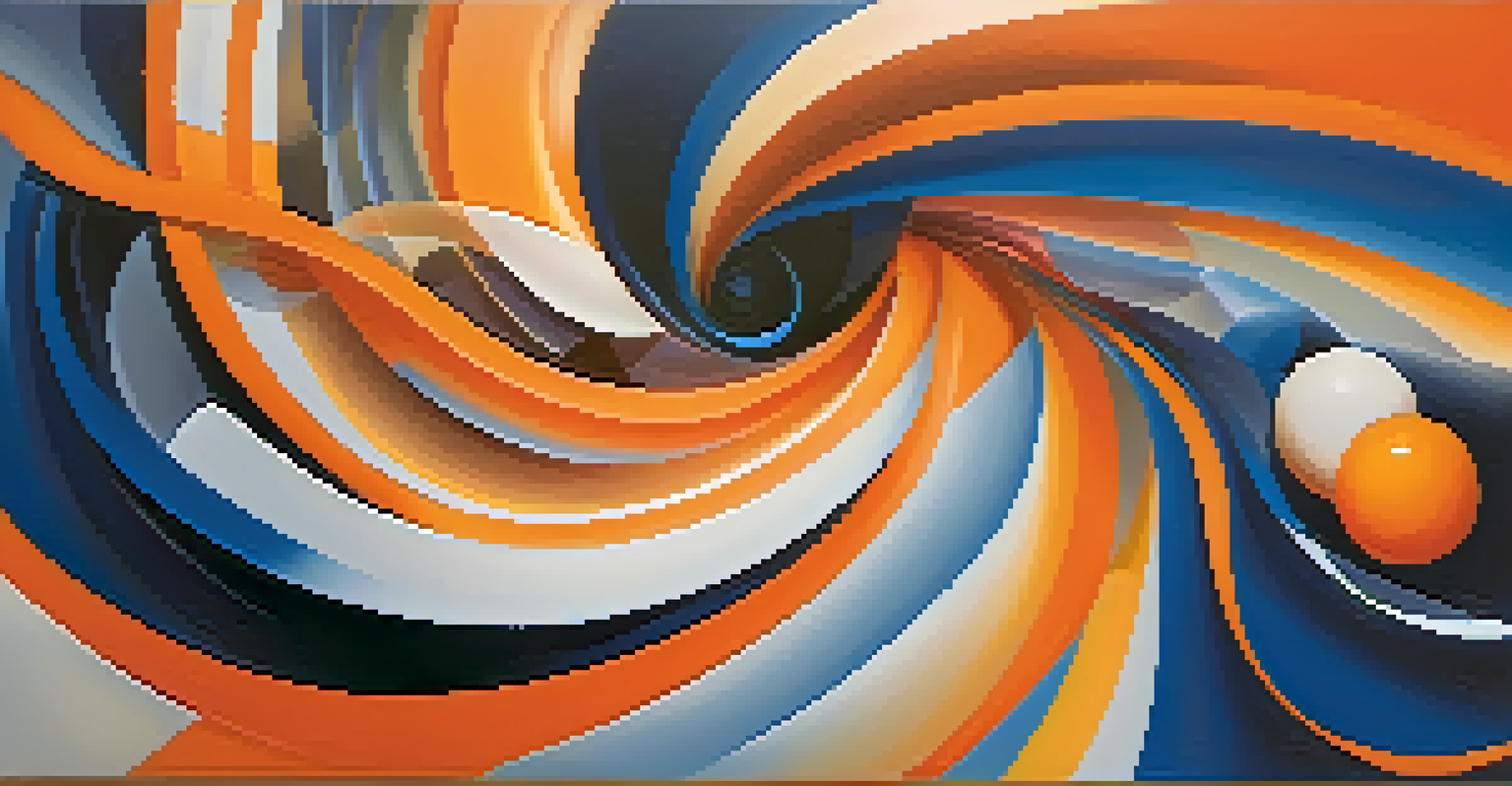 An abstract artwork with swirling colors and geometric shapes, creating a dynamic and dreamlike composition.