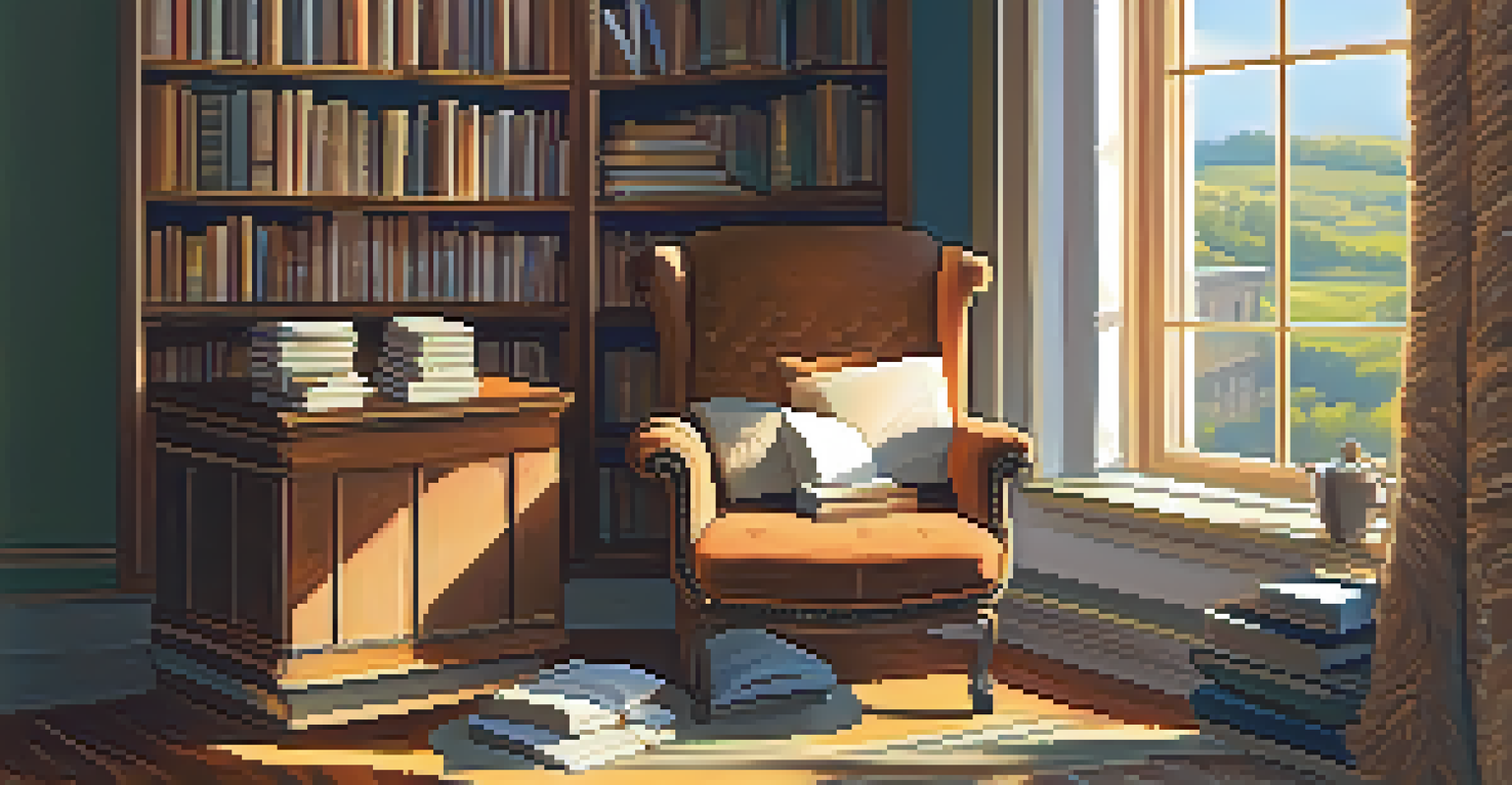 A serene reading nook with diverse books and a cup of tea, illuminated by soft sunlight, inviting exploration of cultural narratives.