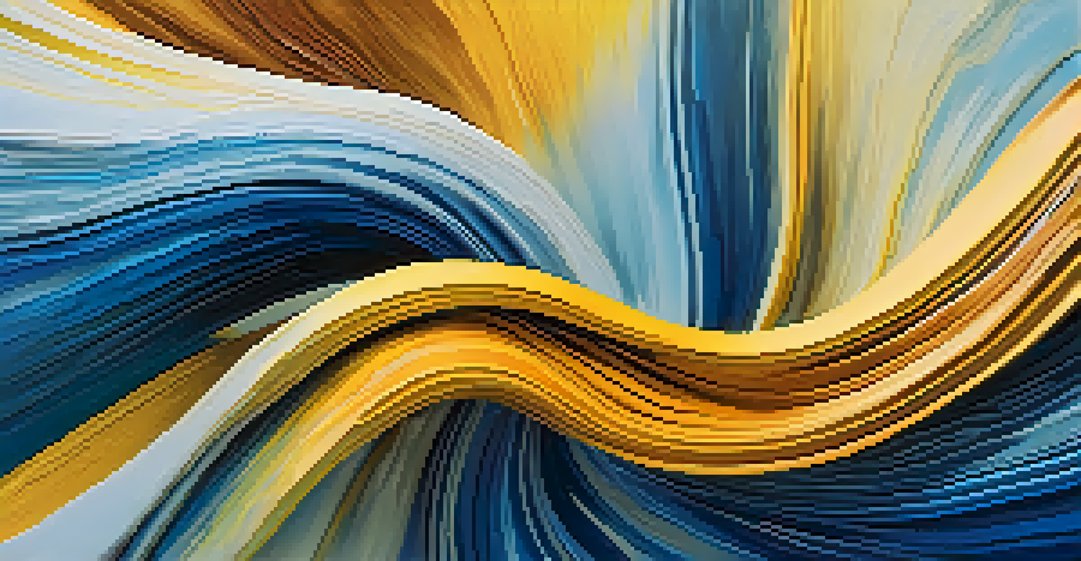 An abstract digital artwork with swirling warm and cool colors, creating a dynamic and emotional visual effect.