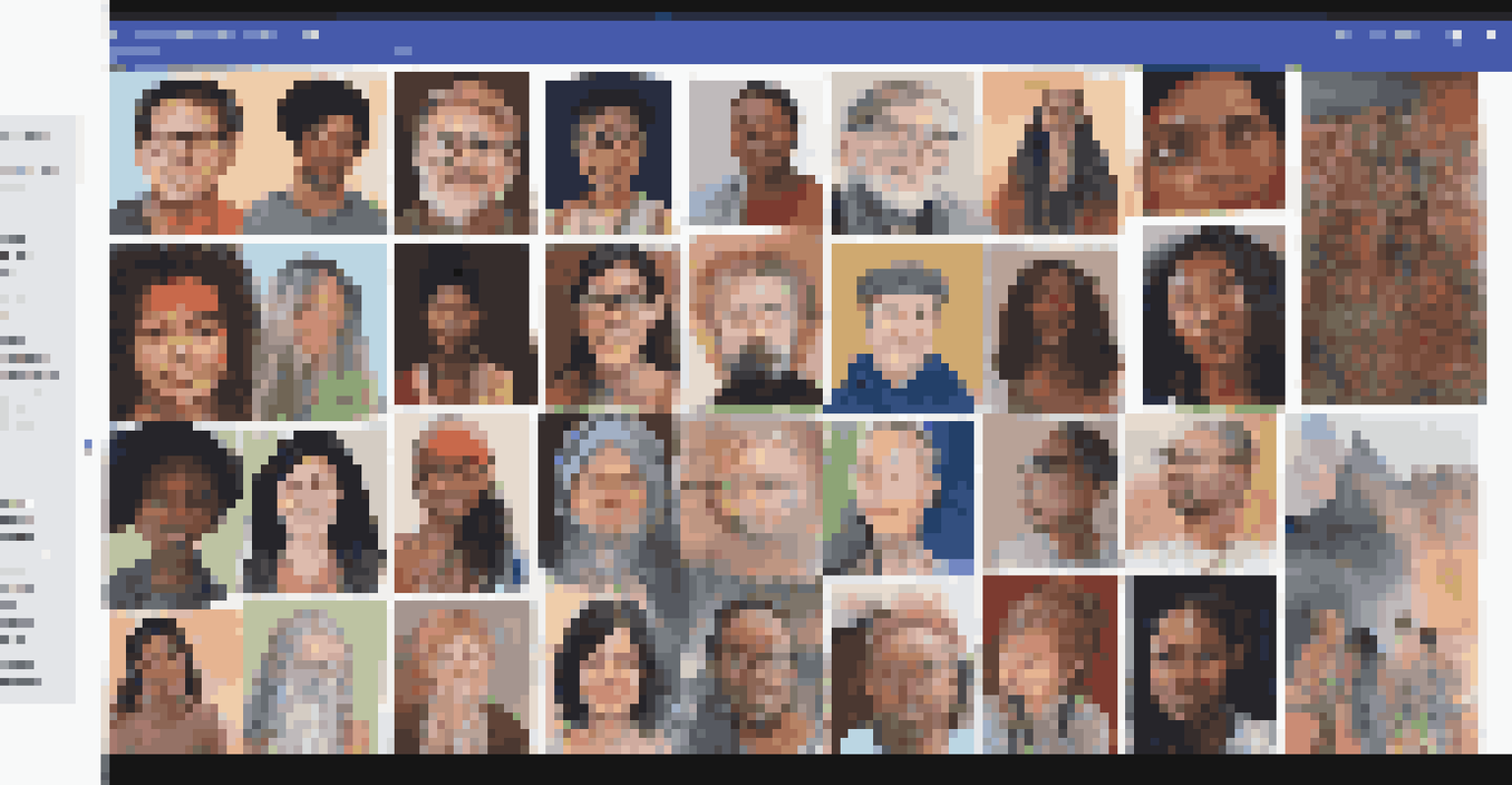 A group of artists collaborating on a digital artwork, showcasing diverse styles and colors.