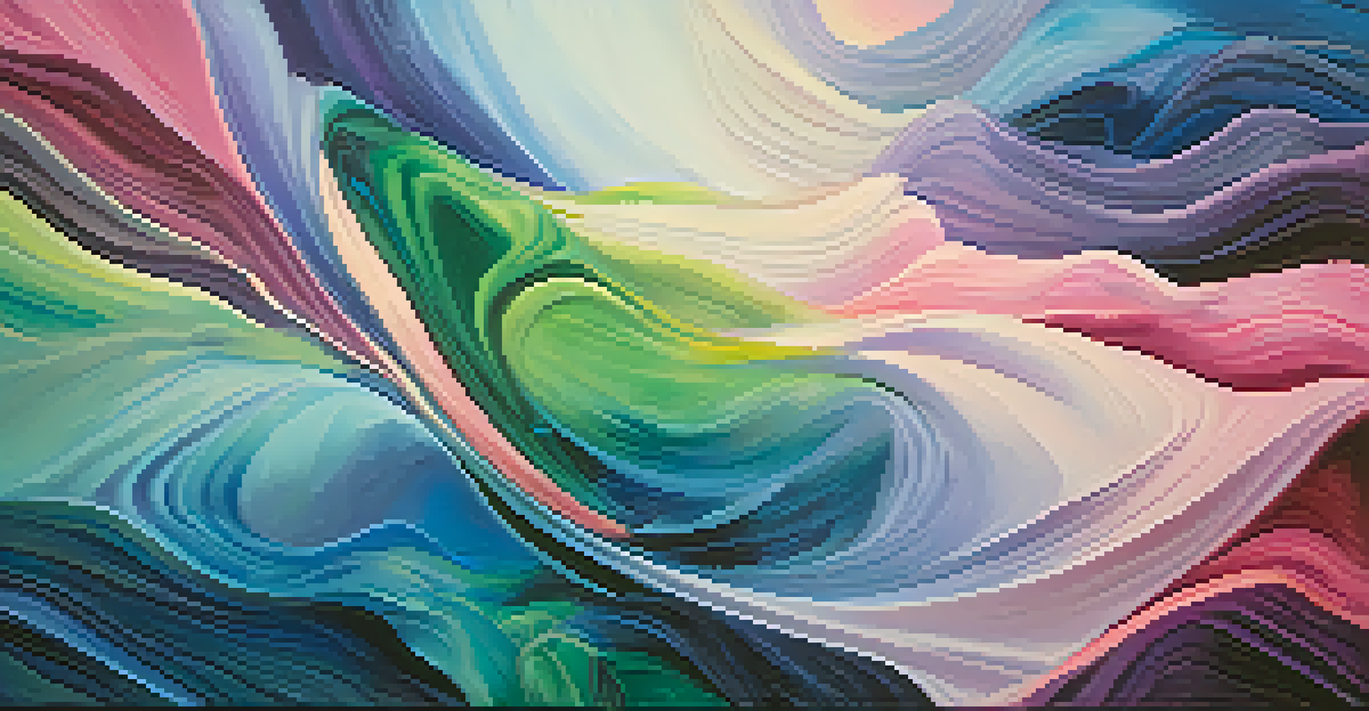 An abstract artwork representing the spectrum of gender identities with flowing shapes and colors.