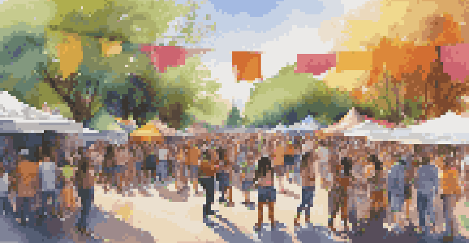 A lively street art festival in an urban park, featuring diverse artists collaborating on canvases, with spectators enjoying the vibrant atmosphere.