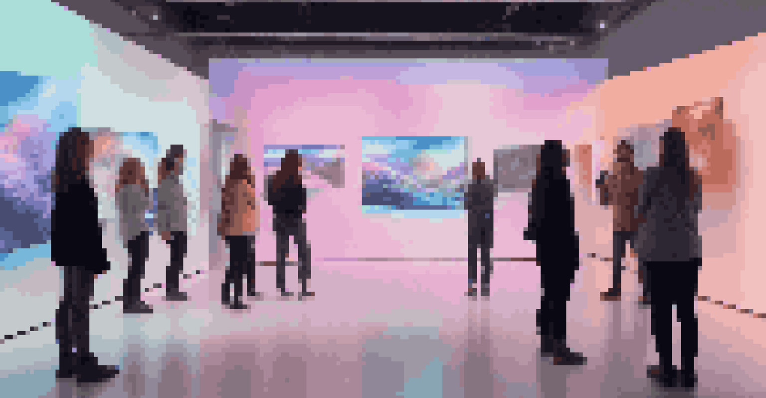 Visitors interacting with an augmented reality art installation in a modern gallery.