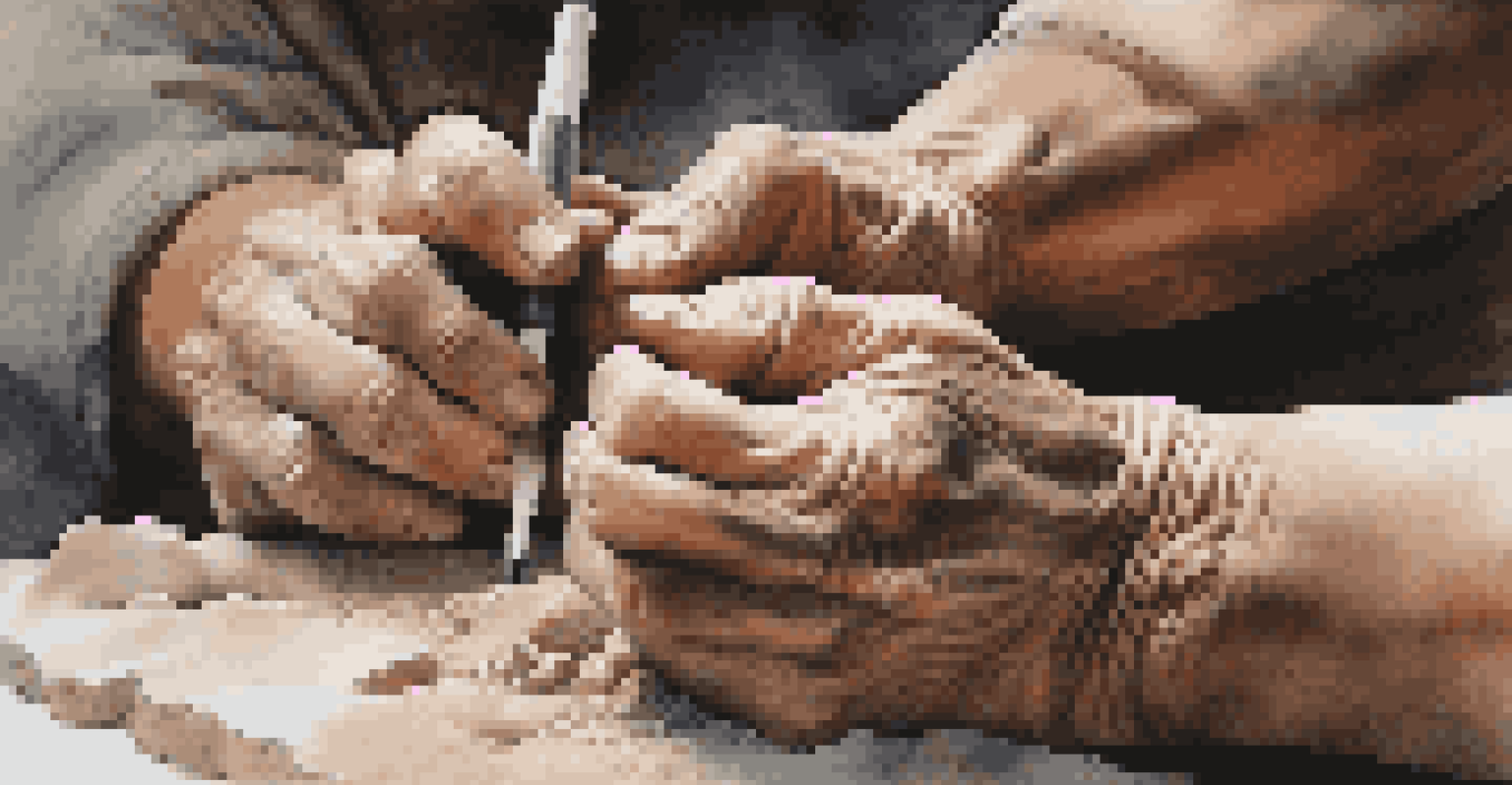 An artist sculpting clay, with a focus on their hands and the texture of the material, highlighting the artistic process.