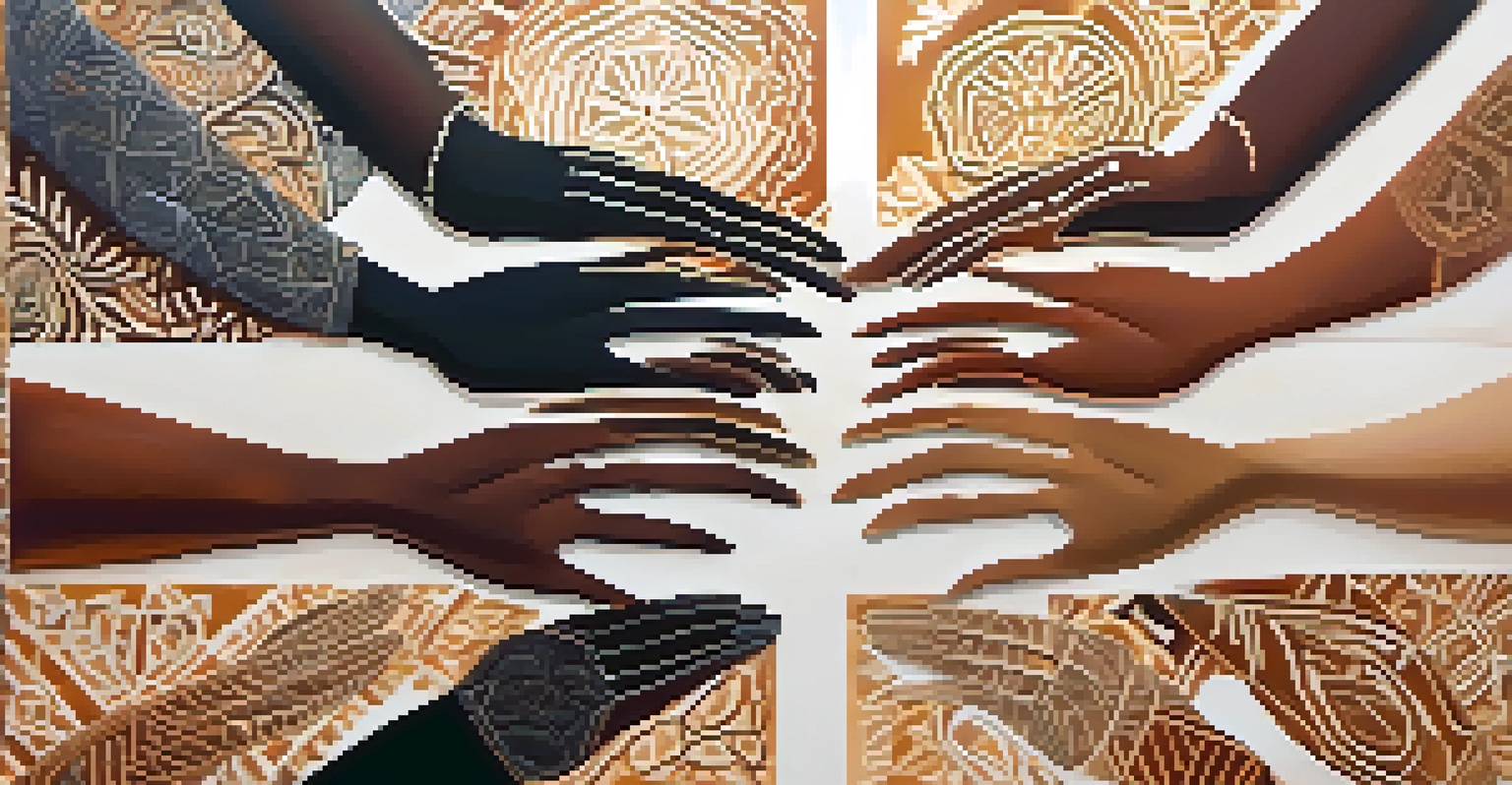 An abstract image of diverse hands intertwined, symbolizing unity and cultural diversity.
