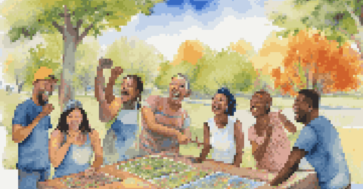 A diverse group of people joyfully painting a large mural together outdoors, surrounded by nature, showcasing teamwork and creativity.