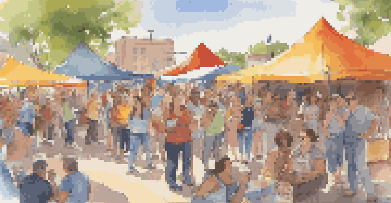 A vibrant community art festival with participants laughing and creating humorous sculptures in a sunny outdoor setting.
