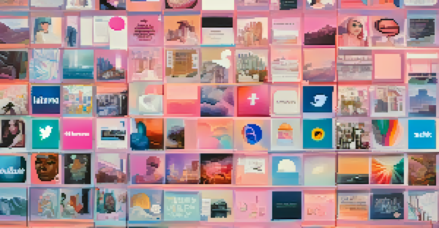 A digital representation of a social media feed showcasing various artworks focused on social justice.
