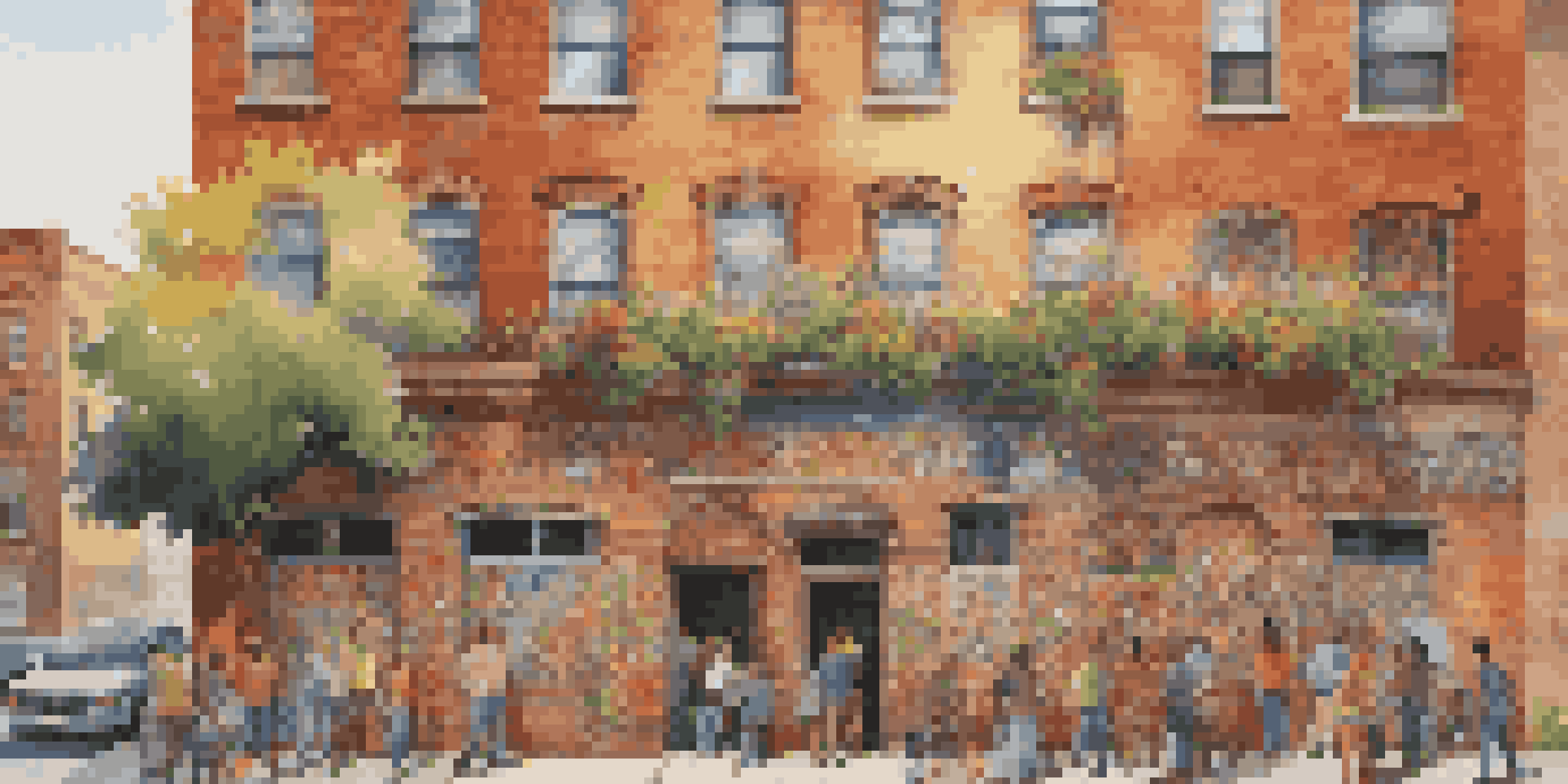 A colorful mural illustrating a community uniting, featuring flowers and cultural symbols on a brick wall, illuminated by sunlight.