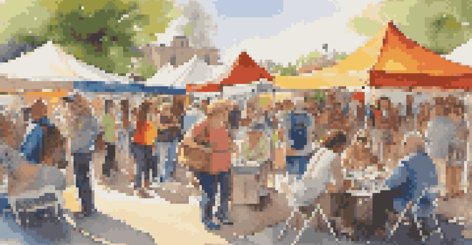 An outdoor art festival with diverse artists creating live art, surrounded by an engaged audience and colorful decorations.