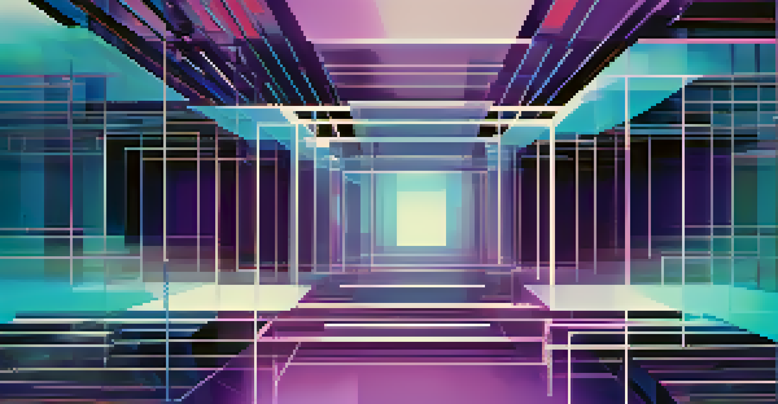 An abstract digital artwork showcasing vibrant geometric shapes and glitch effects, representing identity in the digital age.