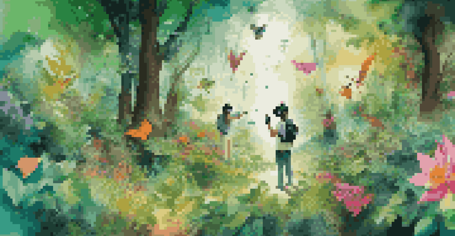 An immersive virtual reality forest environment with lush greenery and interactive elements, enhancing user engagement.