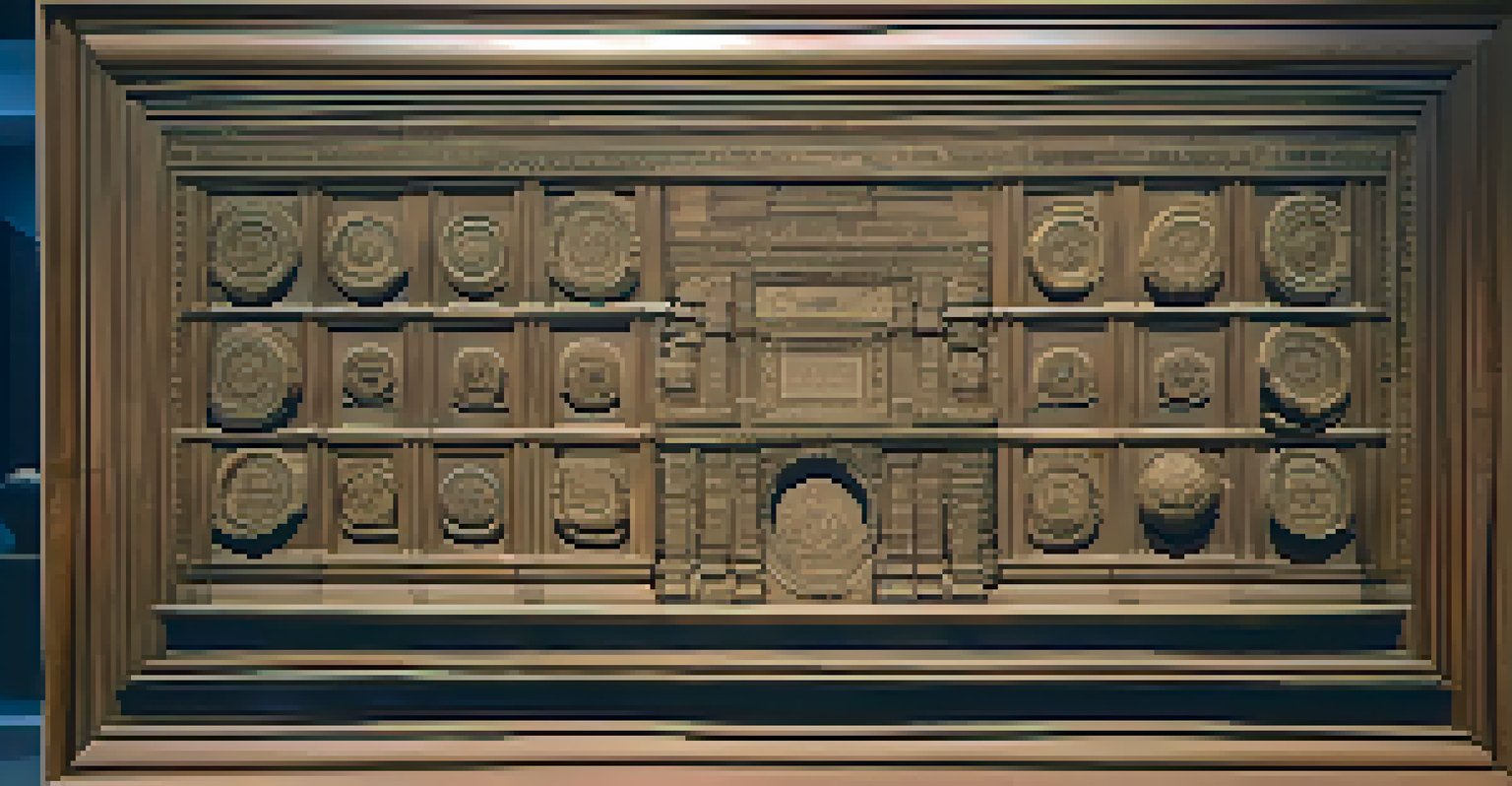 A detailed close-up of a historic artifact in an art museum with soft lighting.