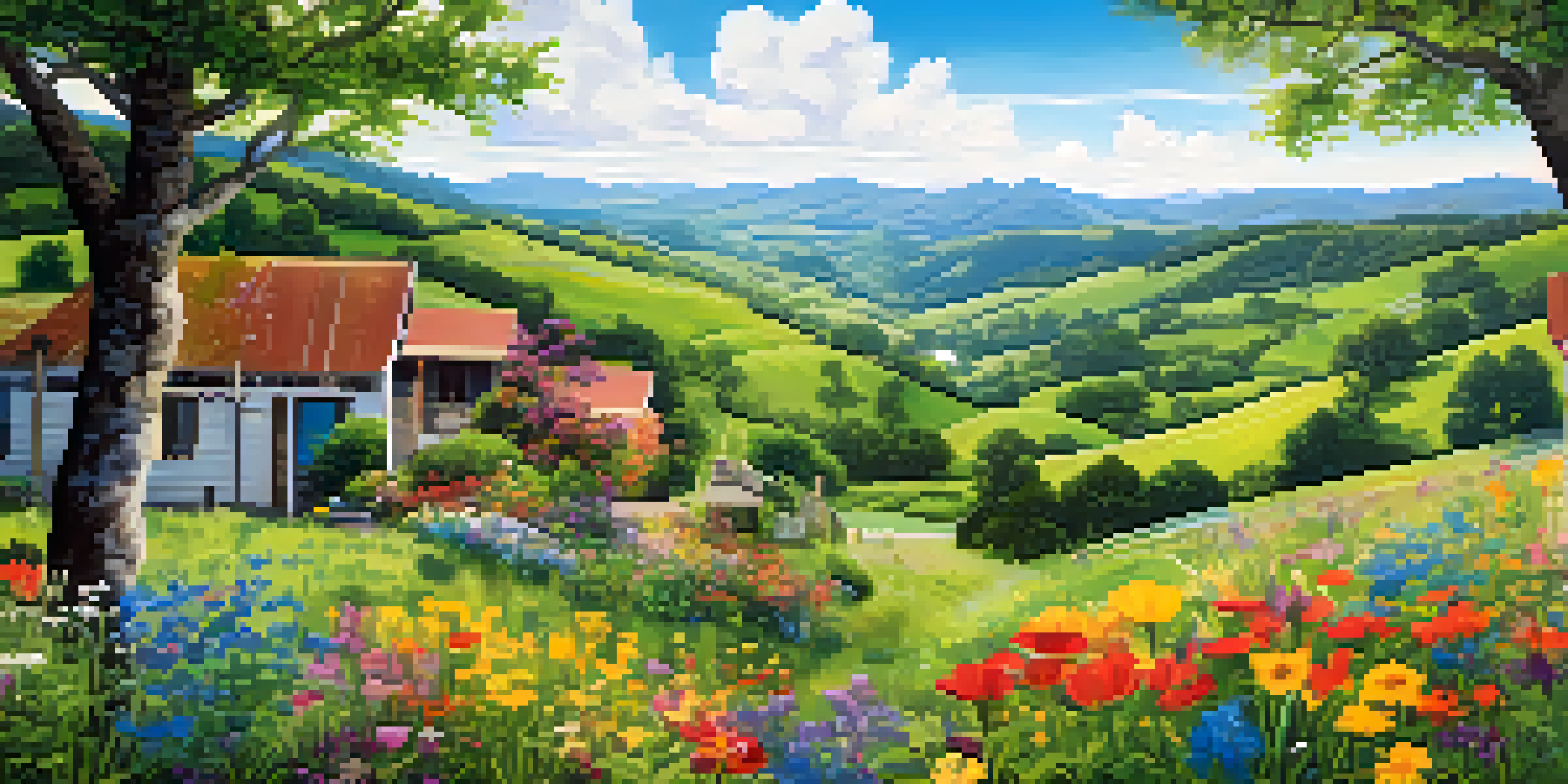 A group of seniors from diverse backgrounds gathered around a vibrant mural of a peaceful landscape, sharing memories and smiles.