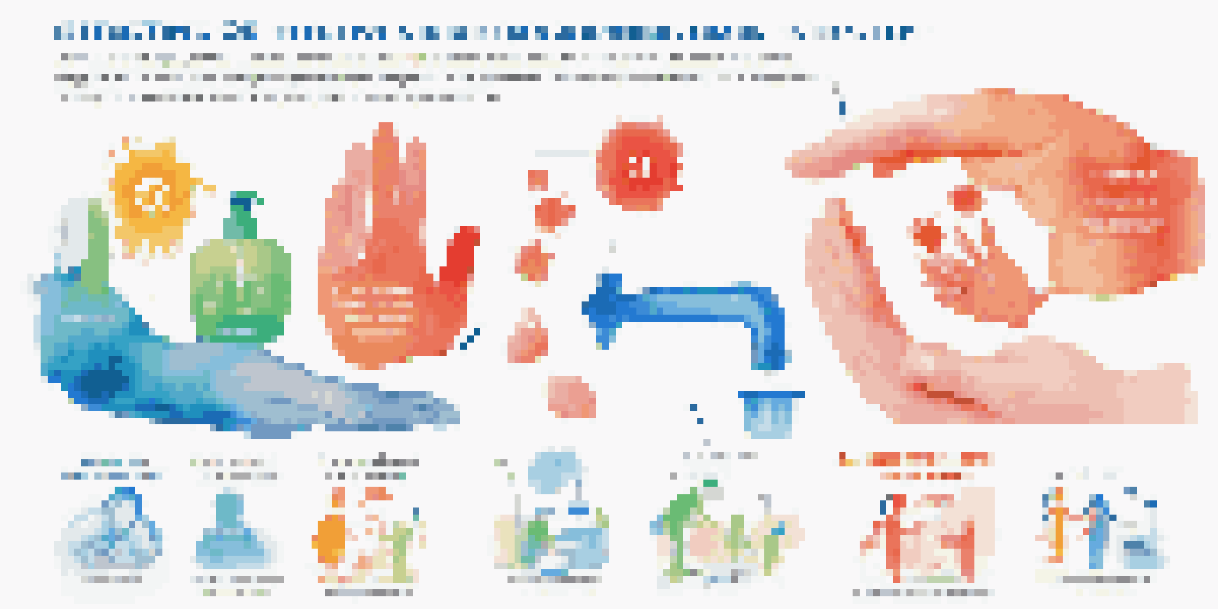 An engaging infographic showing the steps of effective handwashing with colorful icons and minimal text.