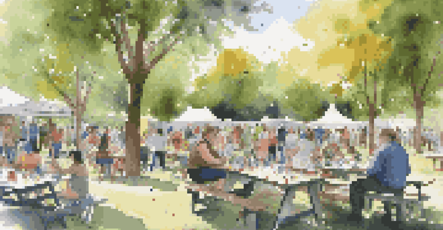 A community art workshop in a park with artists and residents collaborating on a large canvas, surrounded by nature and art supplies.