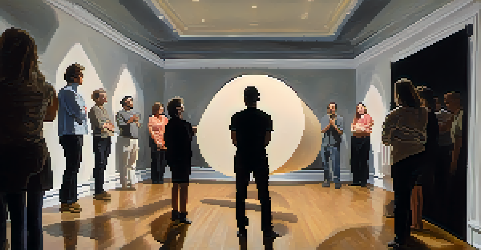 An artist performing on stage, illuminated by soft lighting, with the audience watching in a dimly lit space.