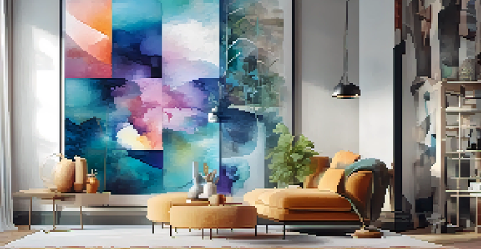 A layered mixed media artwork blending watercolor painting and digital graphics, with vibrant colors and soft lighting.