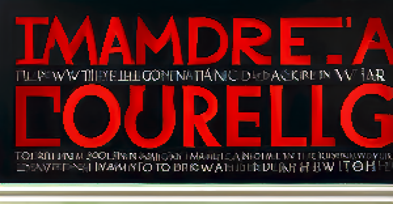 A minimalist design featuring a dark navy blue background with white text of an inspirational quote, accented by a vibrant red line beneath it.