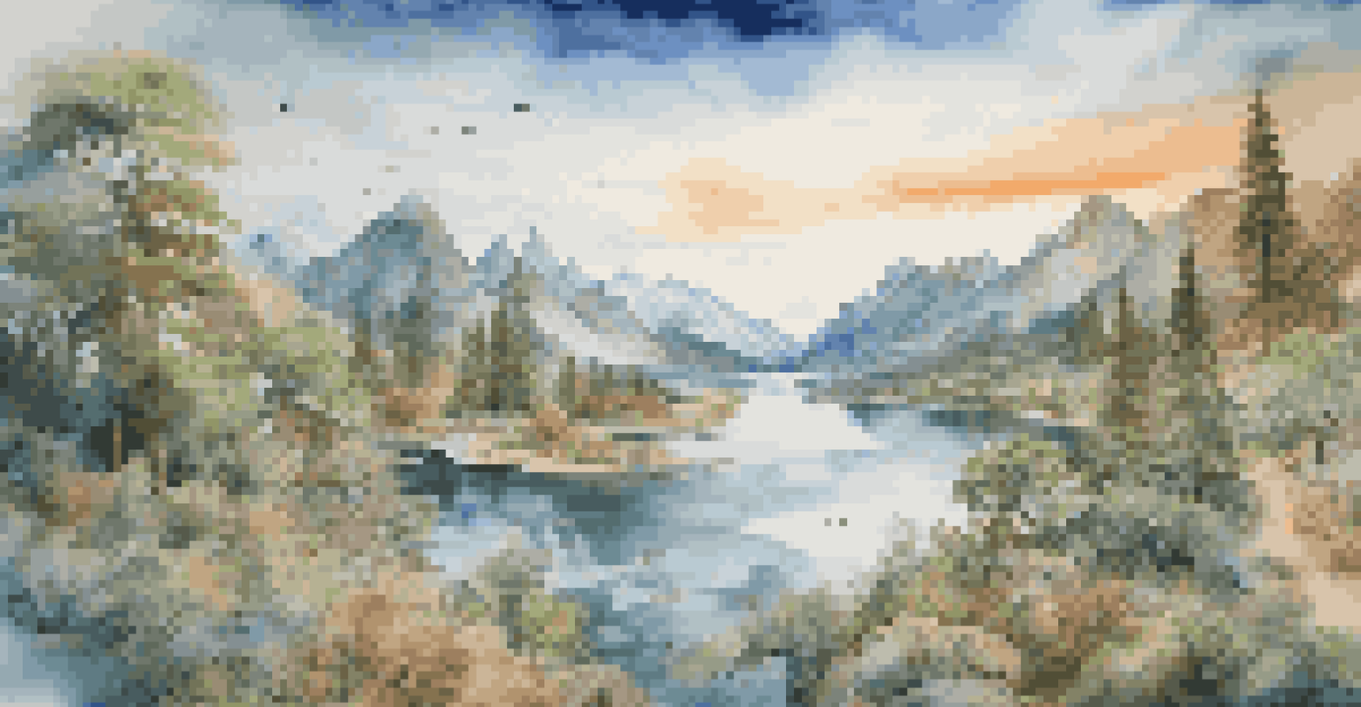 A virtual reality installation showcasing a vibrant natural landscape with mountains, rivers, and wildlife.