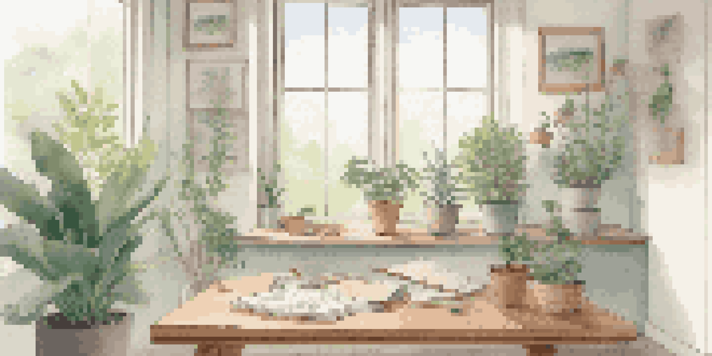 A peaceful art therapy room with natural light, minimal art supplies, and a person drawing.
