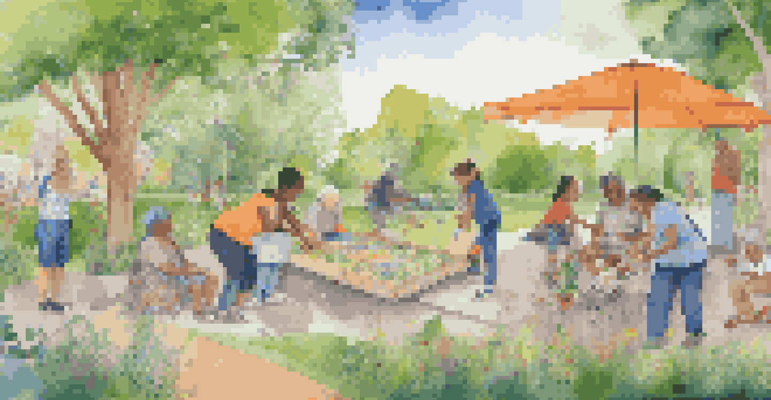 A young child and an elderly person collaborating on a colorful mural in a green park, symbolizing community and connection.