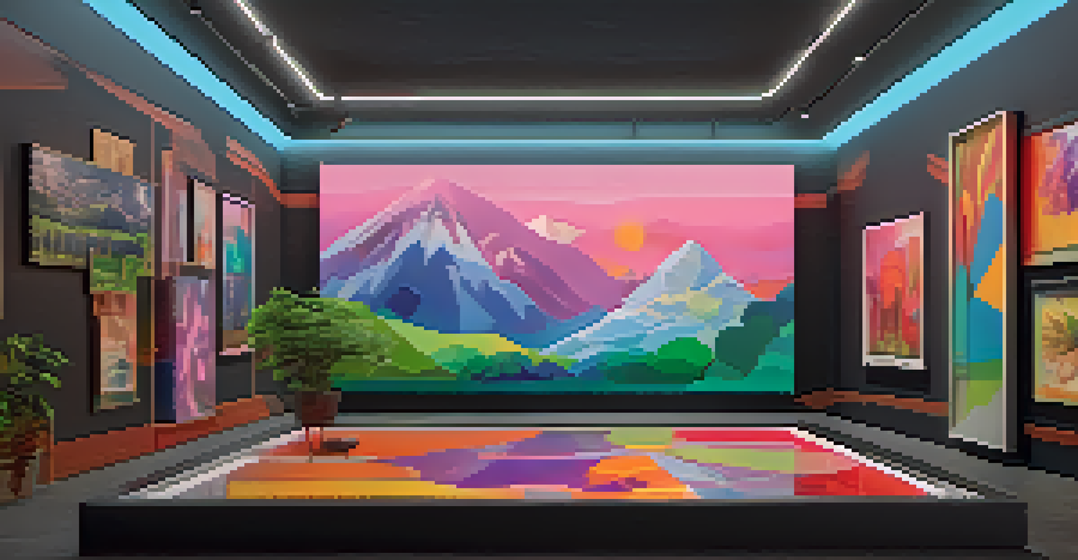 A digital minimalist art installation in augmented reality focusing on environmental themes, displayed against a dark background.