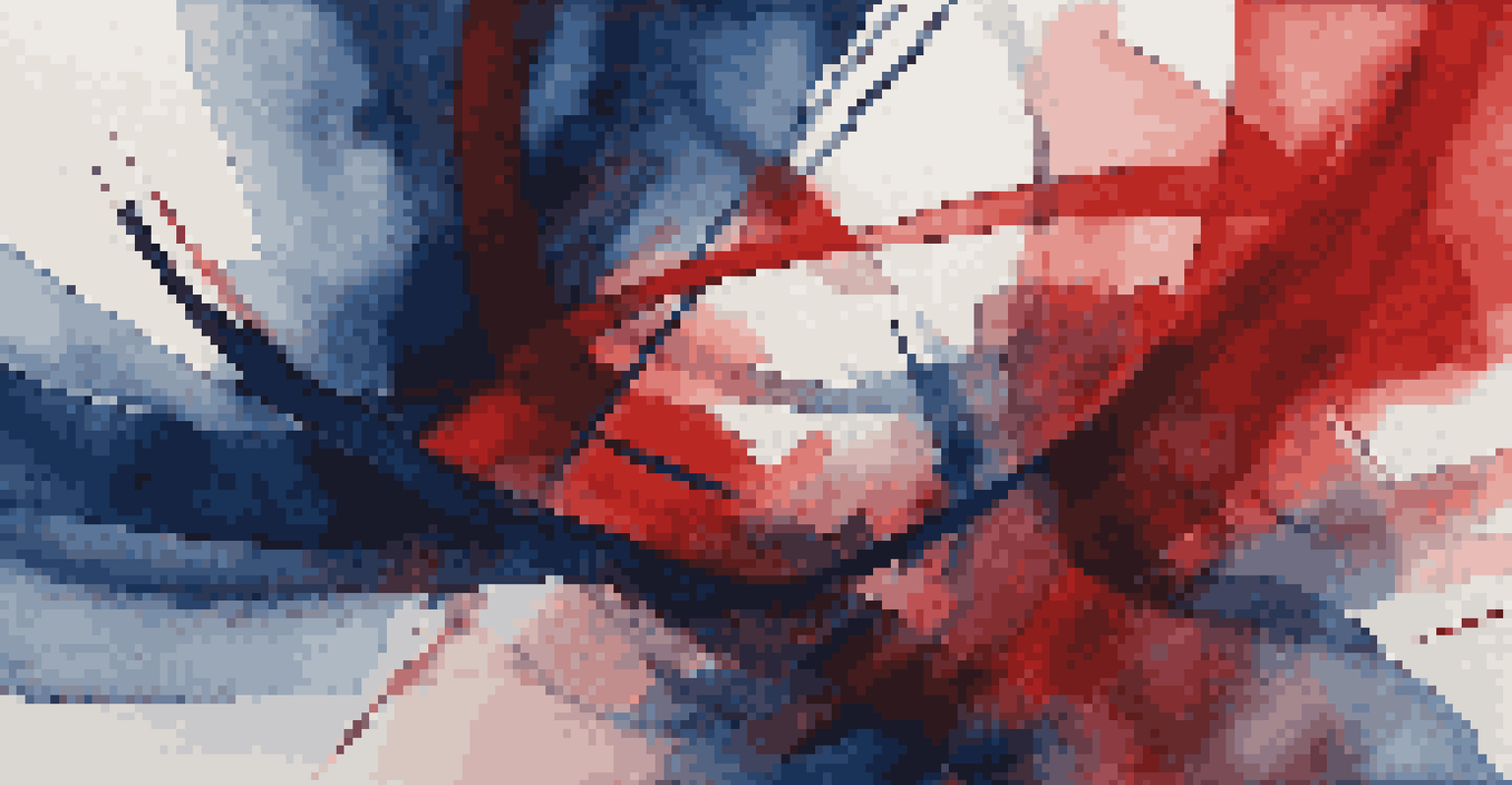 An abstract composition with contrasting colors and dynamic textures.