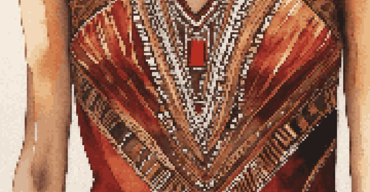 A close-up of a haute couture dress with vibrant African tribal patterns, showcasing rich colors and intricate textures.
