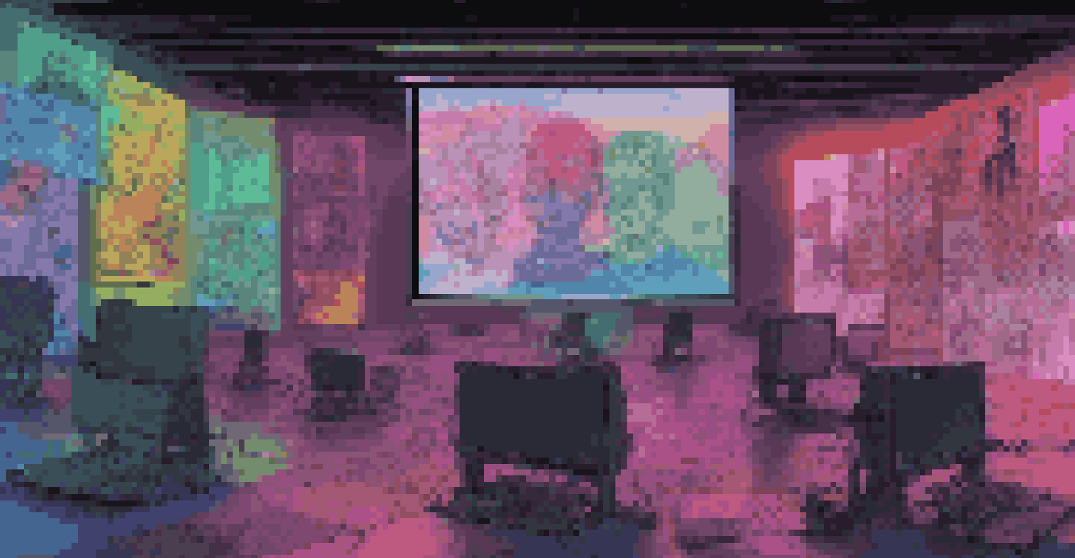 A computer screen showcasing a collage of diverse digital artworks with political and social themes.