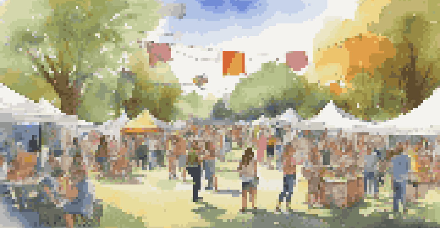 An art festival in a park, showcasing installations made from recycled materials, with people participating in workshops and enjoying the atmosphere.