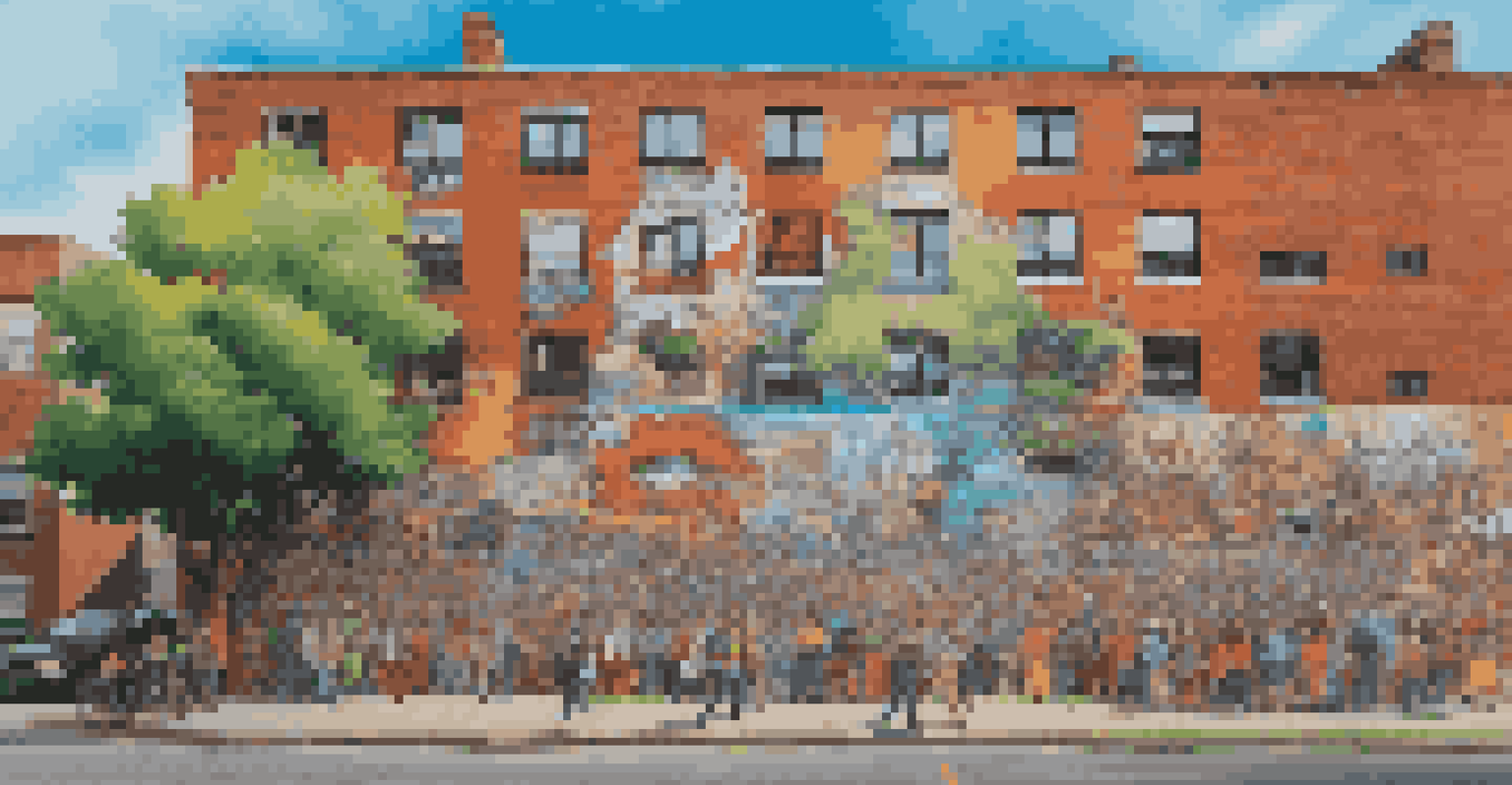 A colorful street art mural inspired by graphic novels on a brick wall.