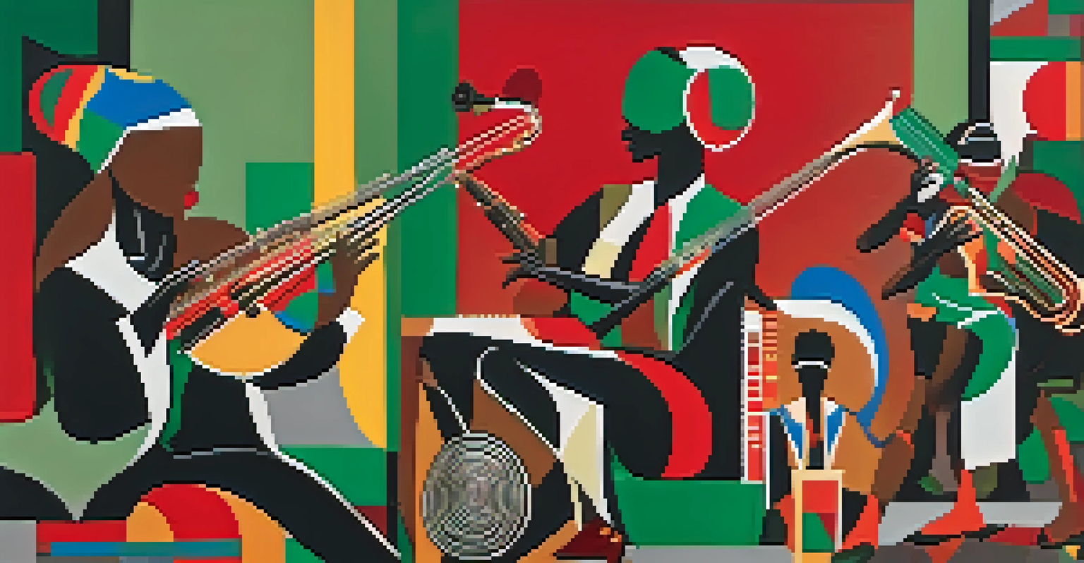 An abstract artwork representing the Harlem Renaissance, filled with vibrant colors and shapes symbolizing culture and creativity.