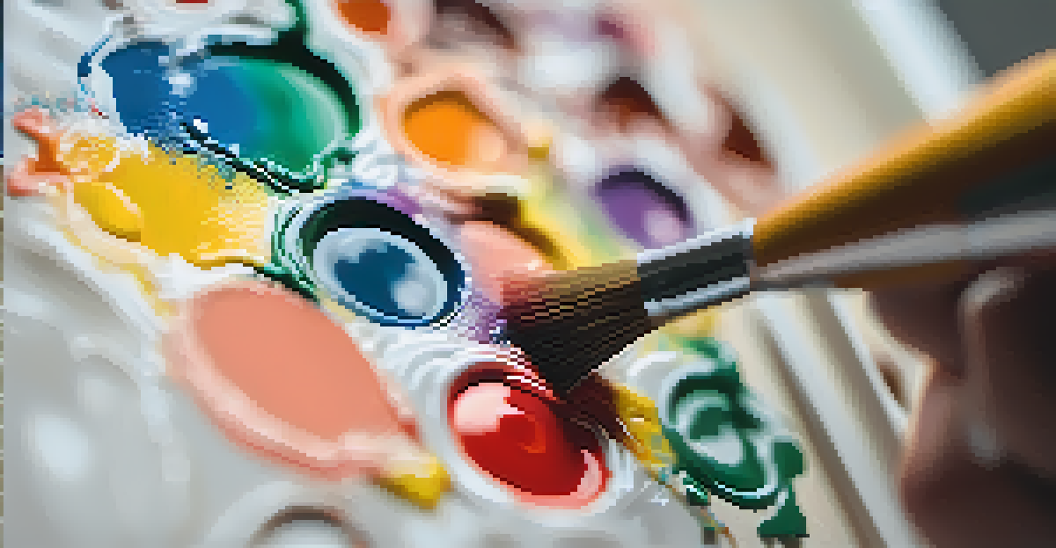 A close-up of a hand painting an abstract artwork representing emotional resilience, with a blurred background.