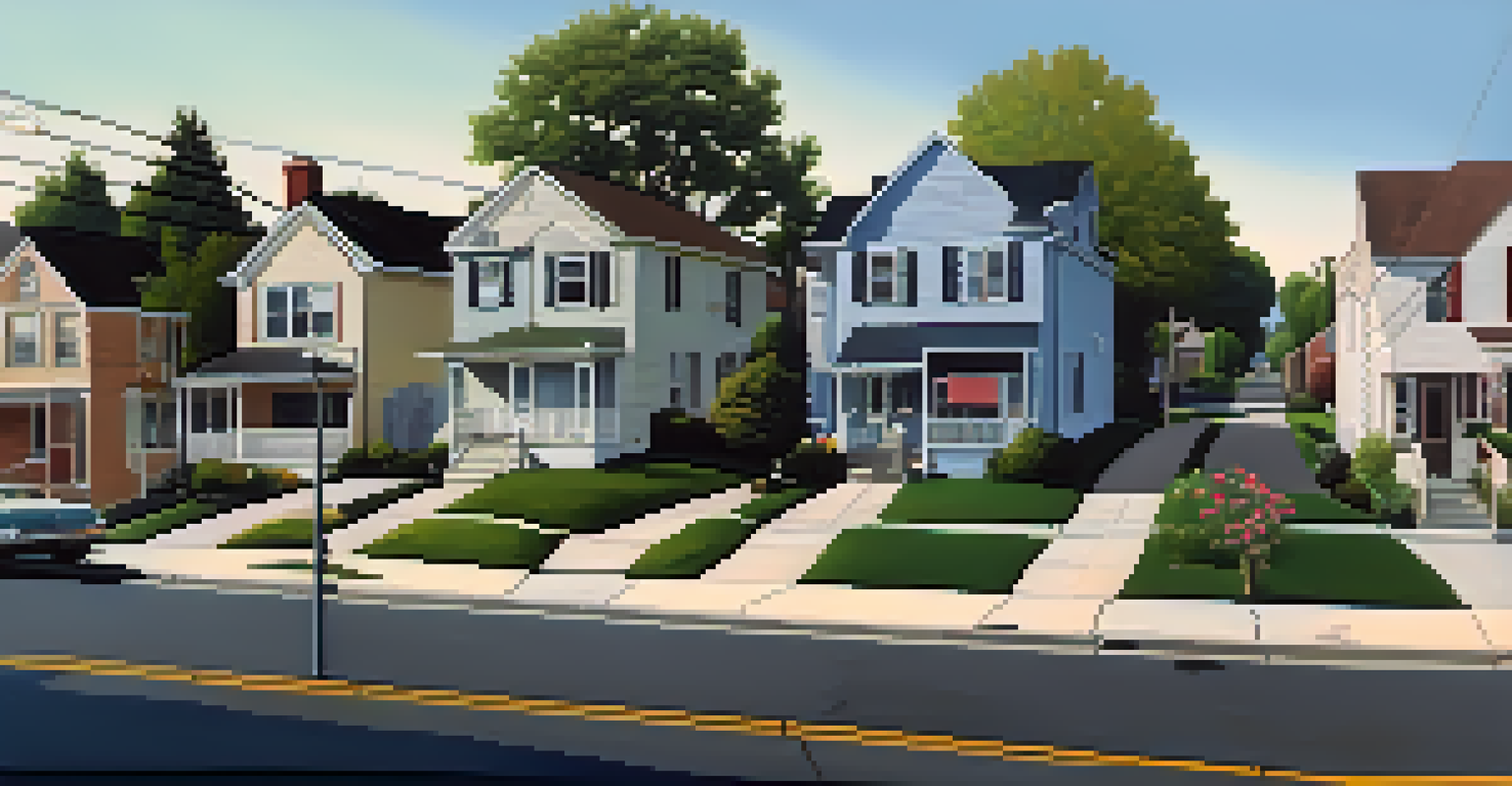 A collage illustrating the contrast between community and isolation in suburban life.