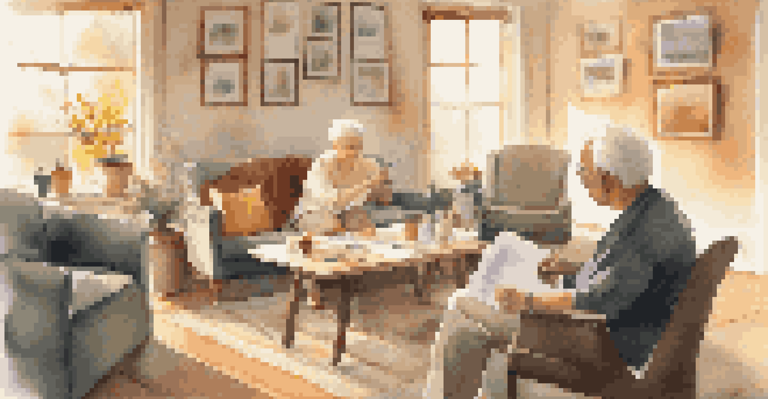 An older adult participating in an art therapy session, painting with guidance in a warm and cozy environment.