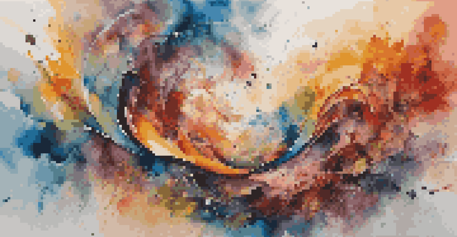 An abstract image showcasing swirling colors and shapes, representing creativity and originality in art.