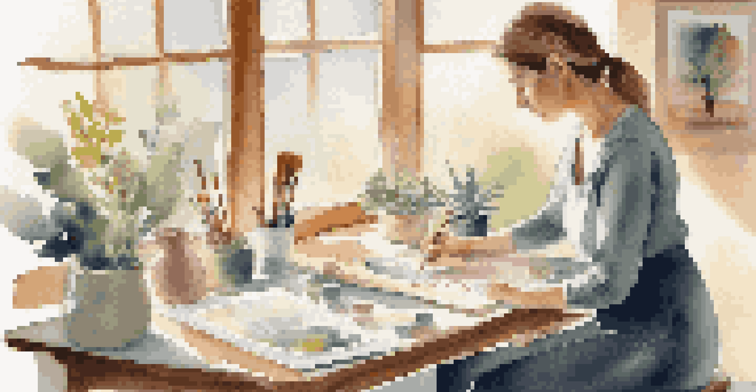An individual engaged in an art therapy session, painting on a canvas in a calming room filled with soft light.