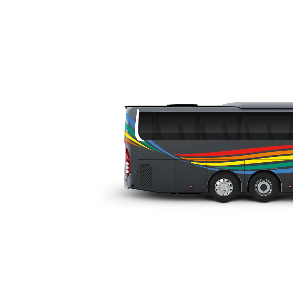 Illustration av bakdel av Vy flygbussarnas buss