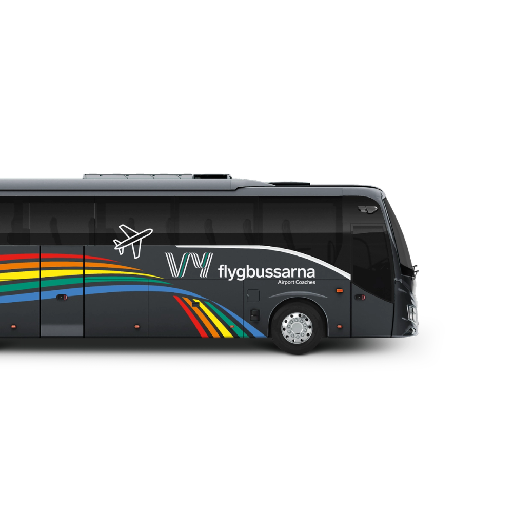 Illustration av Vy flygbussarna buss framdel