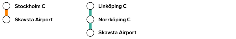 Map of bus stops to and from Stockholm Skavsta Airport
