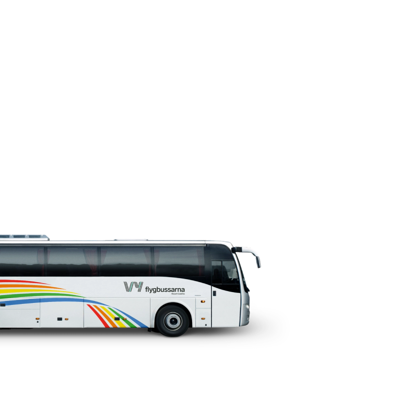 Illustration av Vy flygbussarna buss framdel