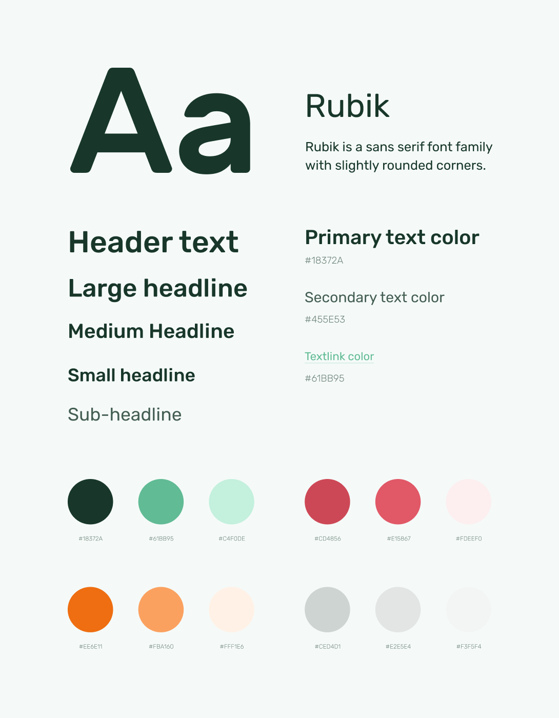 Various examples of typography and colors in Picadeli branding.