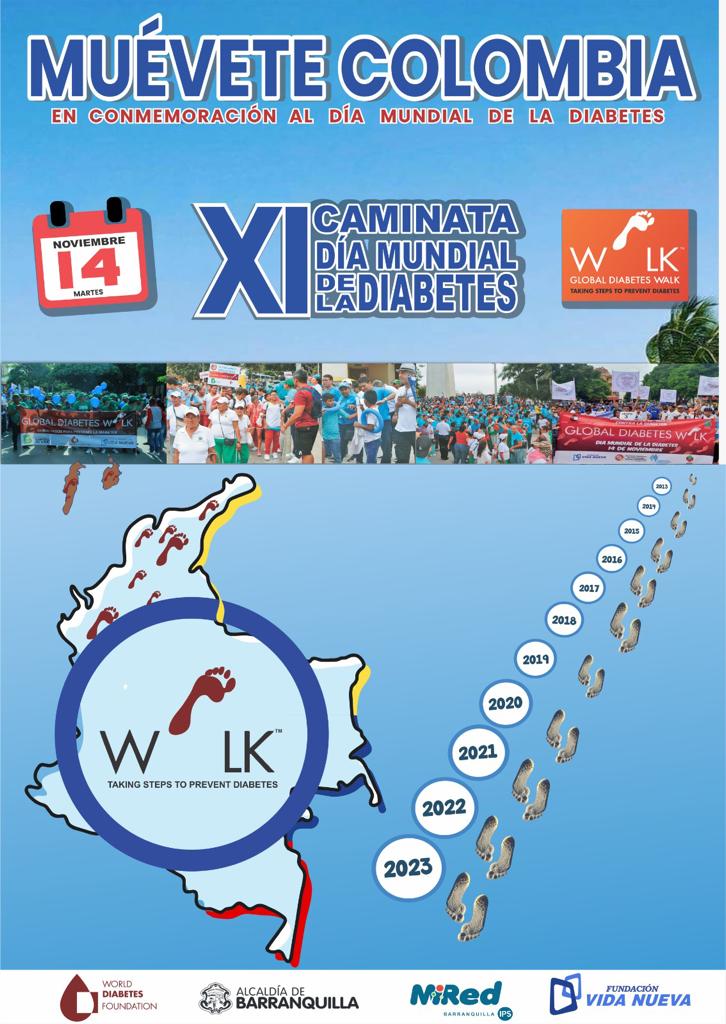X CAMINATA POR LA DIABETES, GVN REGIÓN CARIBE COLOMBIA - poster