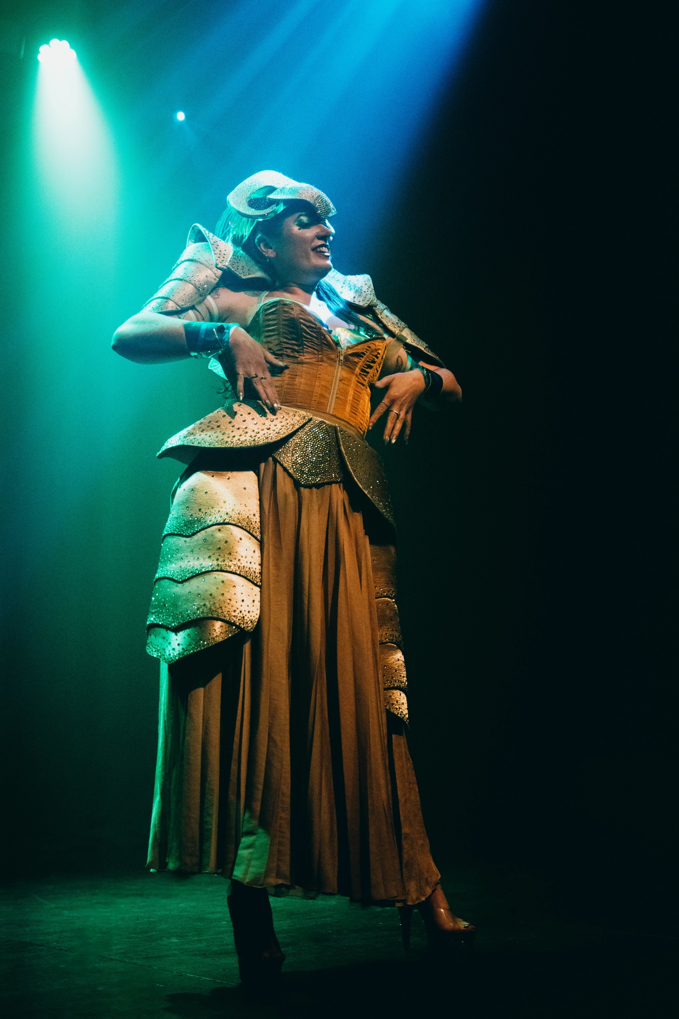 Female dancer in armoured costume