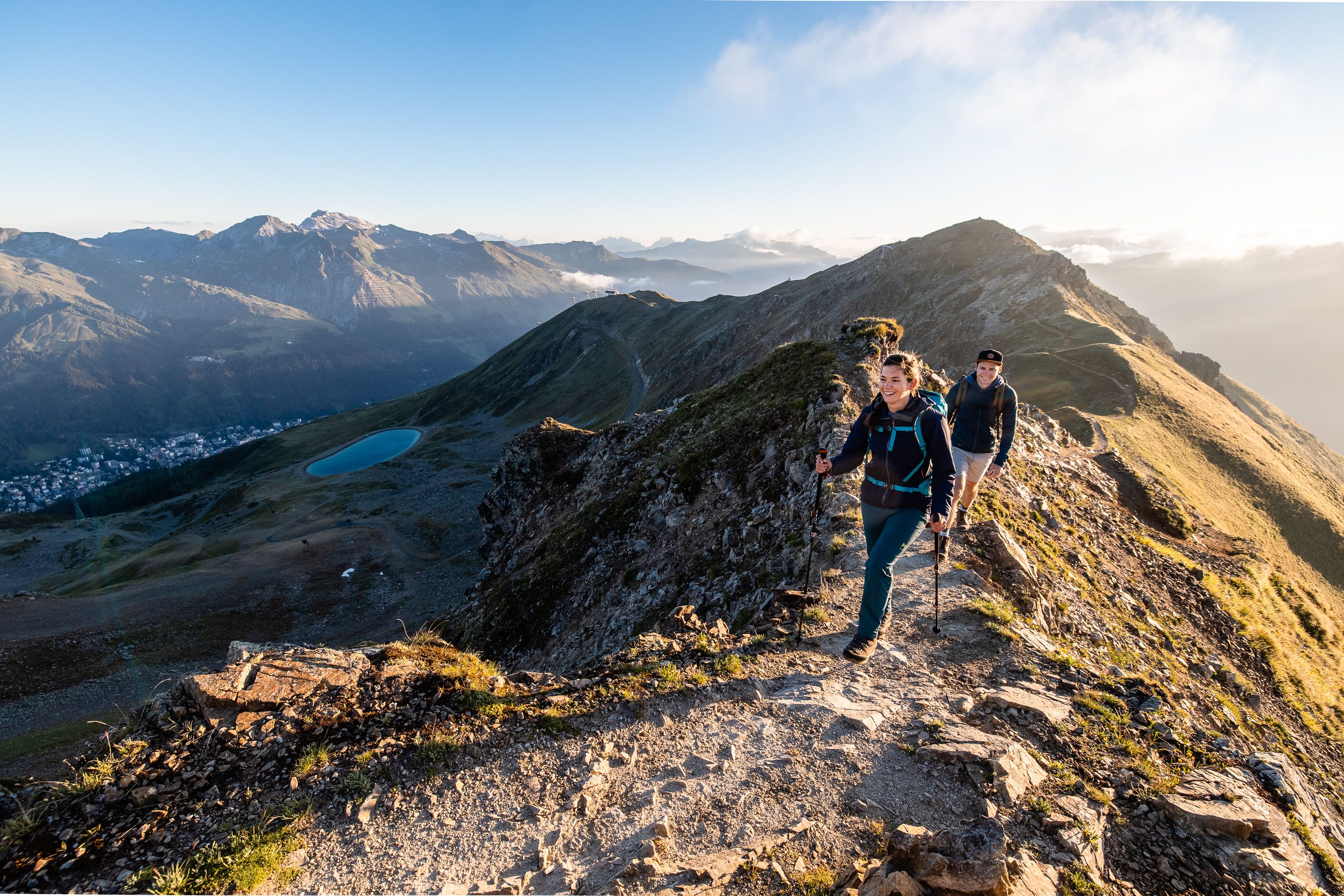 Wanderer Wandern Davos Sommer
