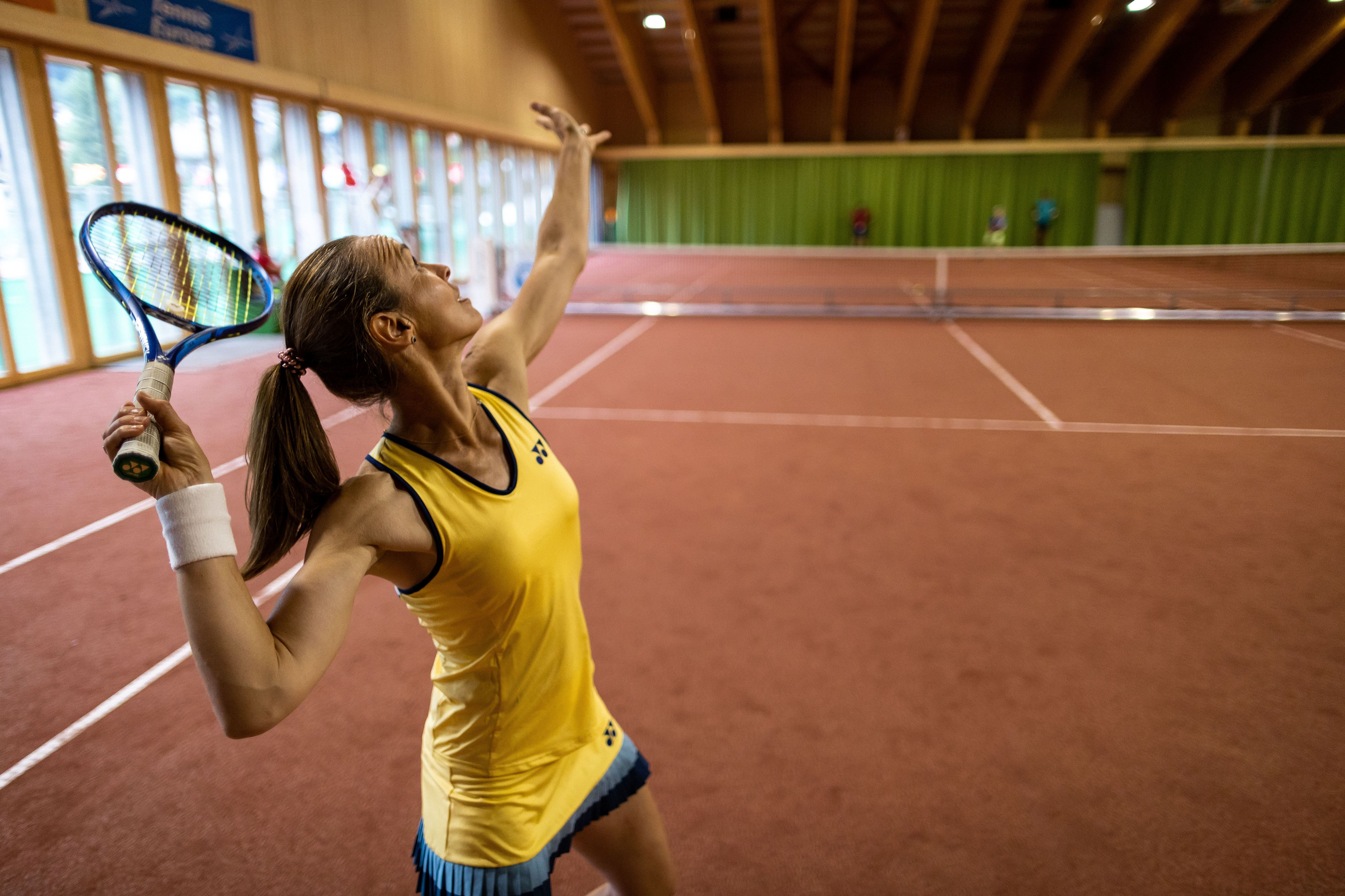 Tennisspielen mit Martina Hingis in Klosters, Arena Klosters