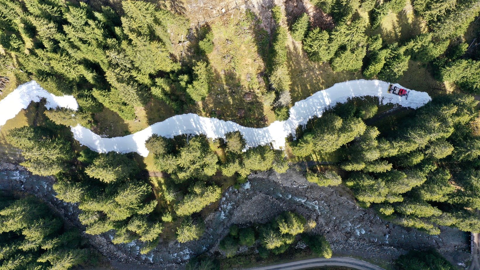 Snowfarming Loipe von oben