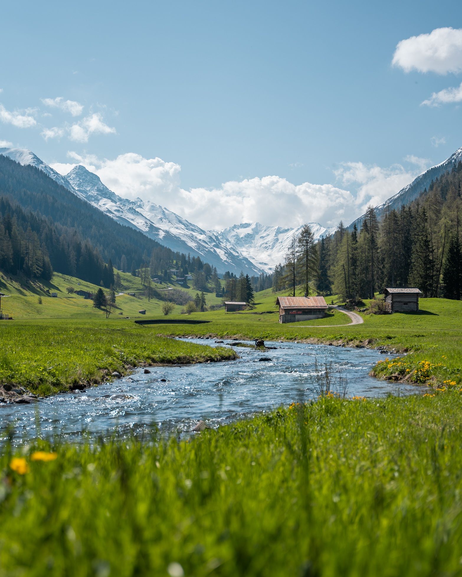 Seitental Dischma in Davos im Frühling
